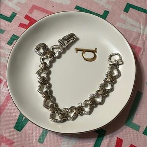 Two tone Silver Heart Bracelet